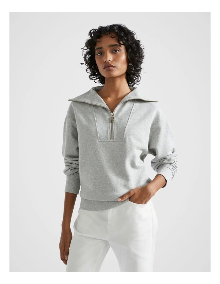 Core Heritage Half Zip Sweat in Silver Marle