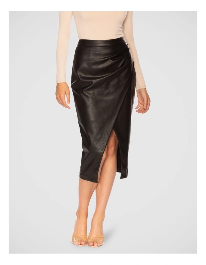Rowan Vegan Leather Skirt in Black