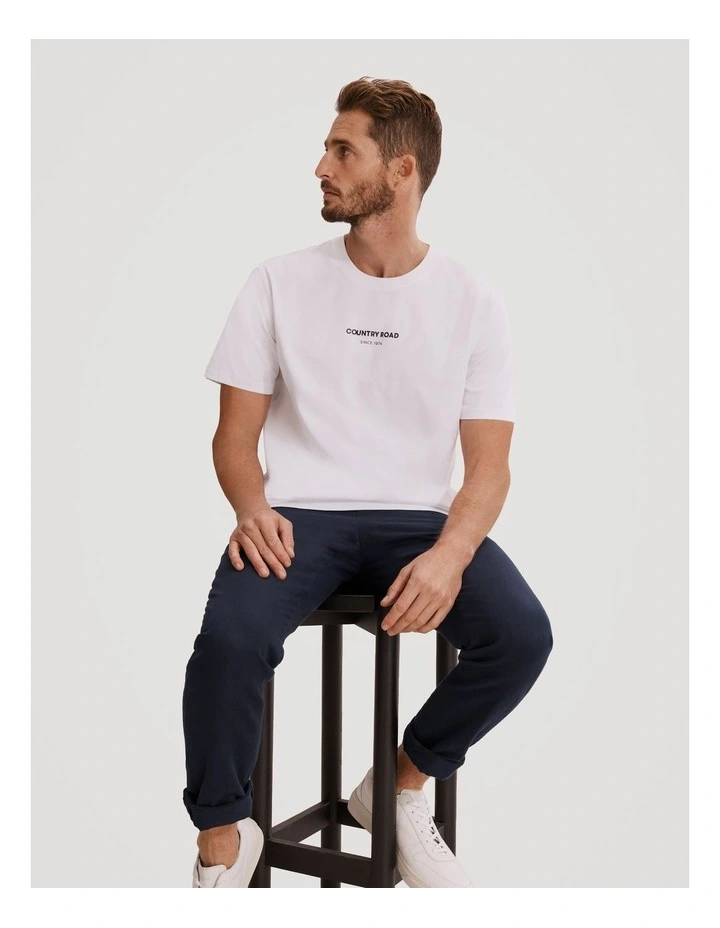 Australian Cotton Modern Logo T-shirt in White Multi