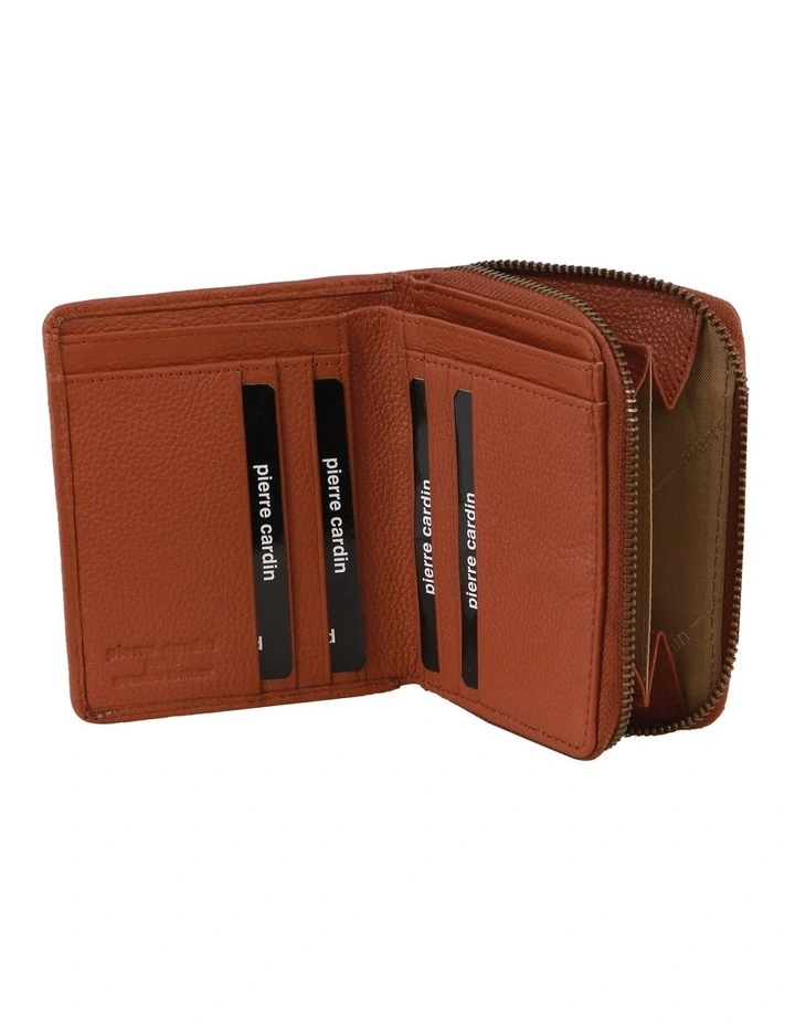 Leather Tab Bi-Fold Wallet in Brown