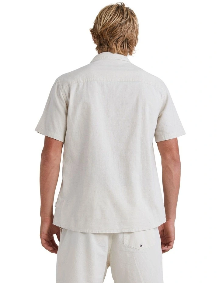 Palm Waves Short Sleeve Shirt in Birch