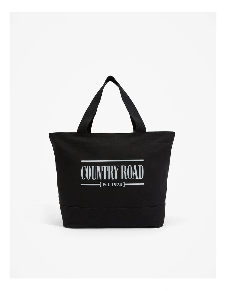 Australian Cotton Printed Heritage Shopper in Black