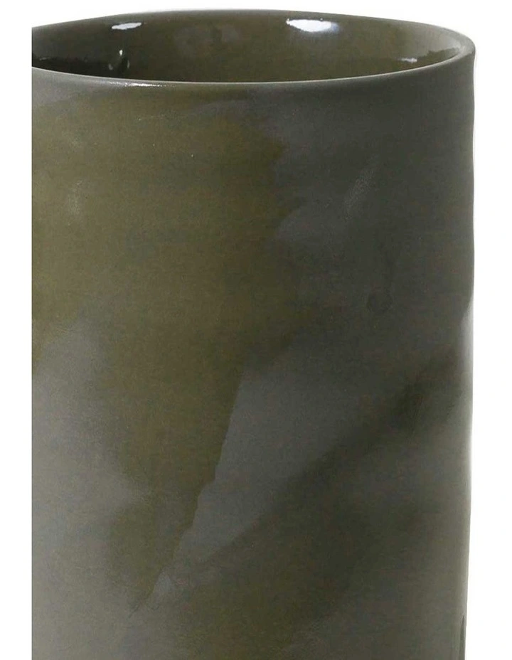 Muse Cylinder Vase Large 15cm x 26cm in Forest Green