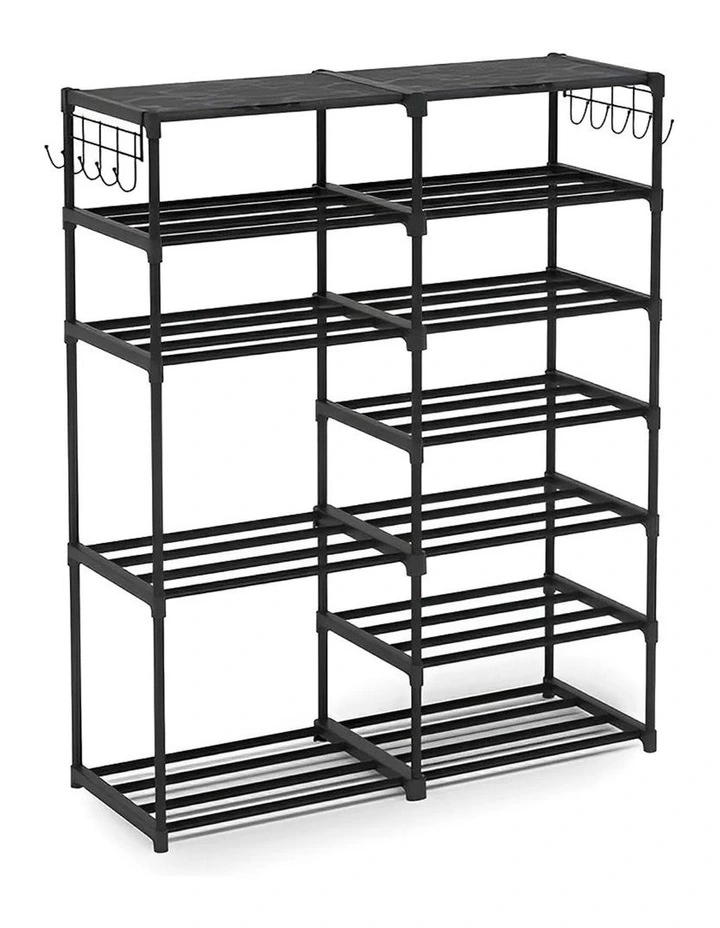 12-Shelf Tier Shoe Storage in Black