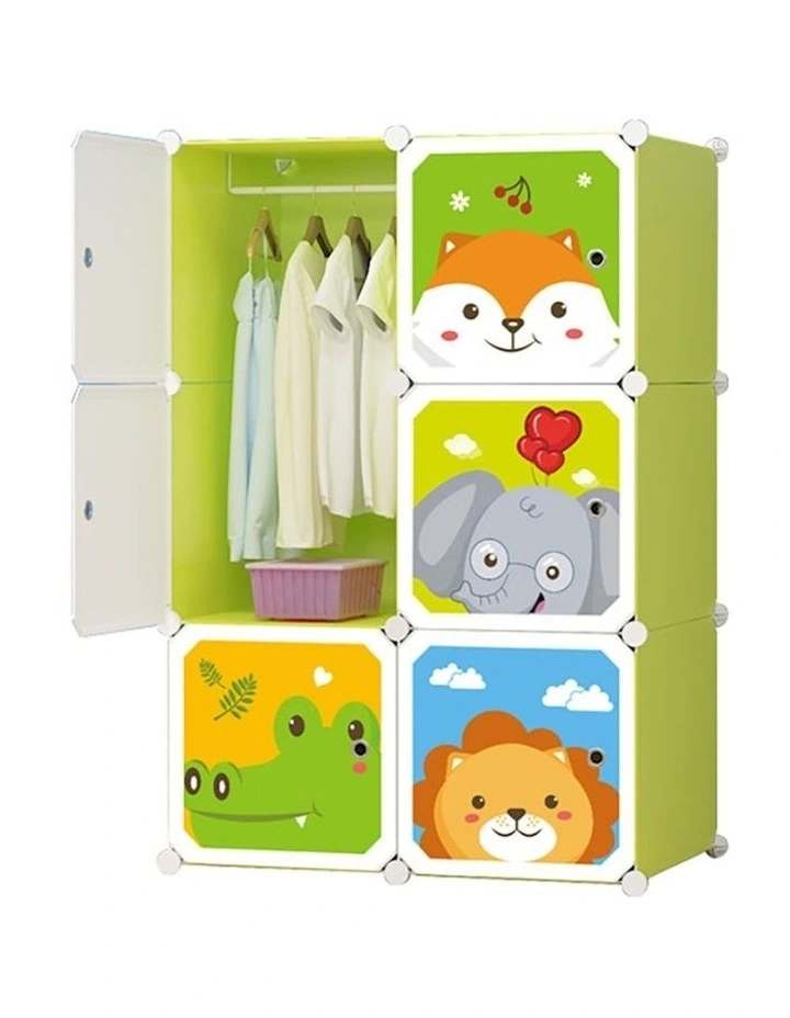 Animal Design Portable Wardrobe 6 Cubes in Green