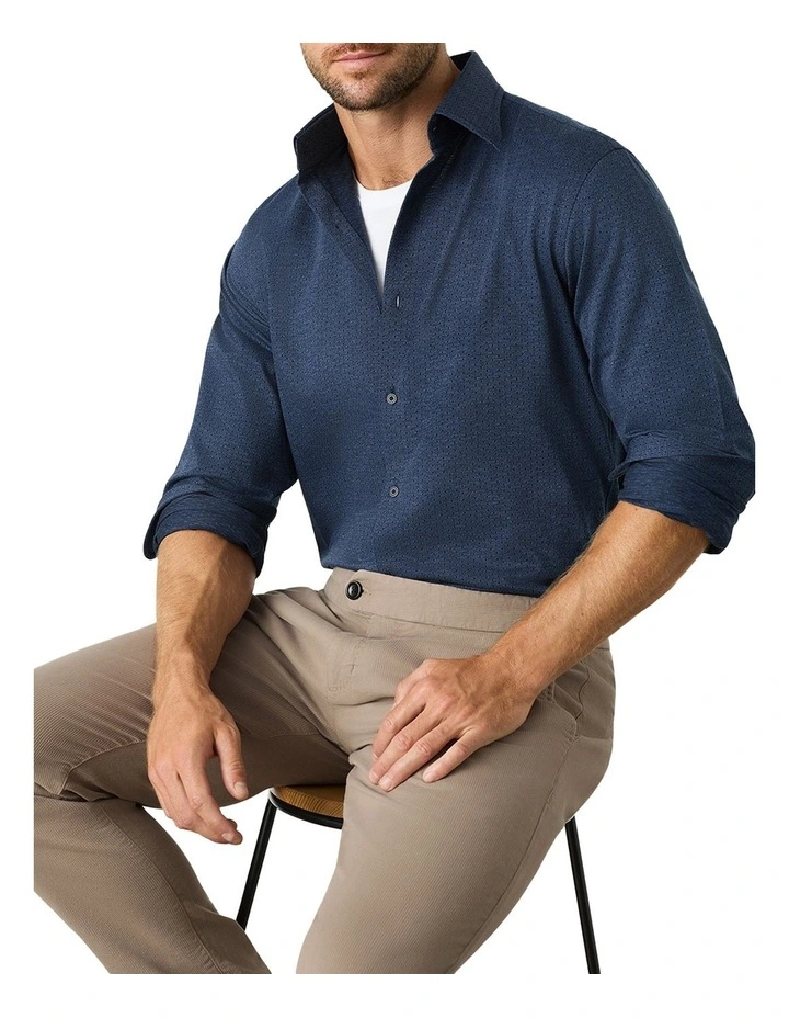 Flynn Polka Dot Pique Shirt in Blue