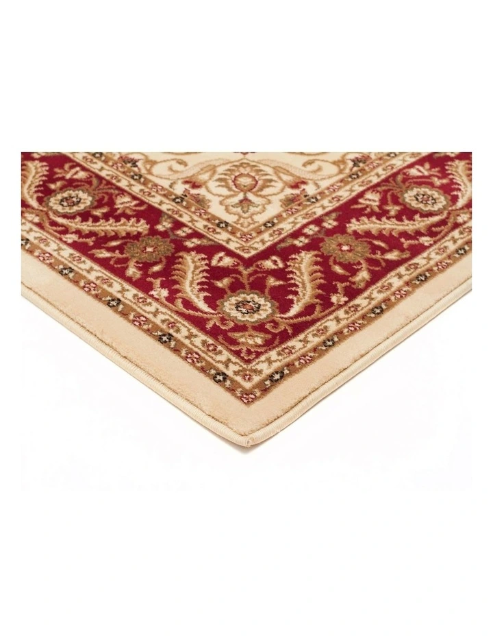 Sydney Medallion Runner Ivory with Red Border Runner Rug