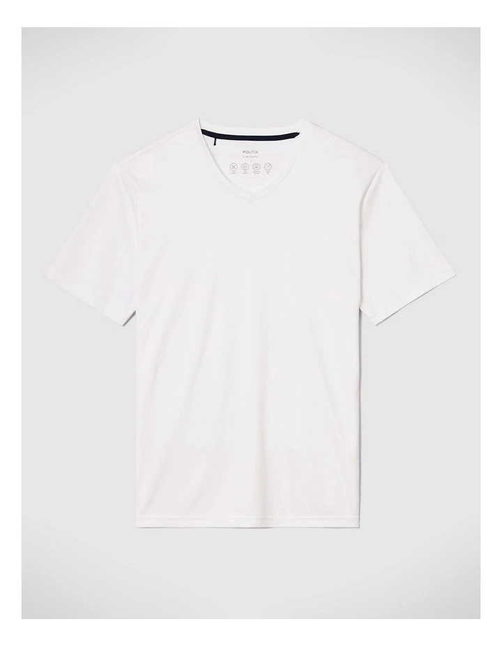 Slim V-neck Travel T-shirt in White