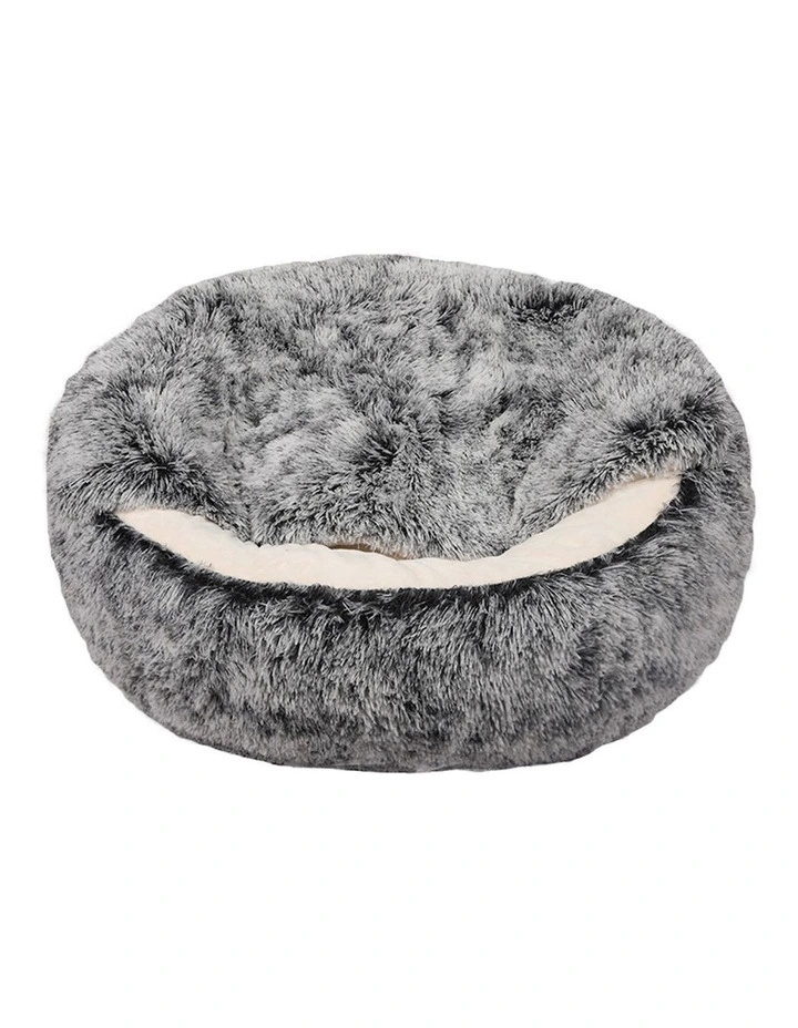 Warm Soft Plush Pet Bed L in Charcoal