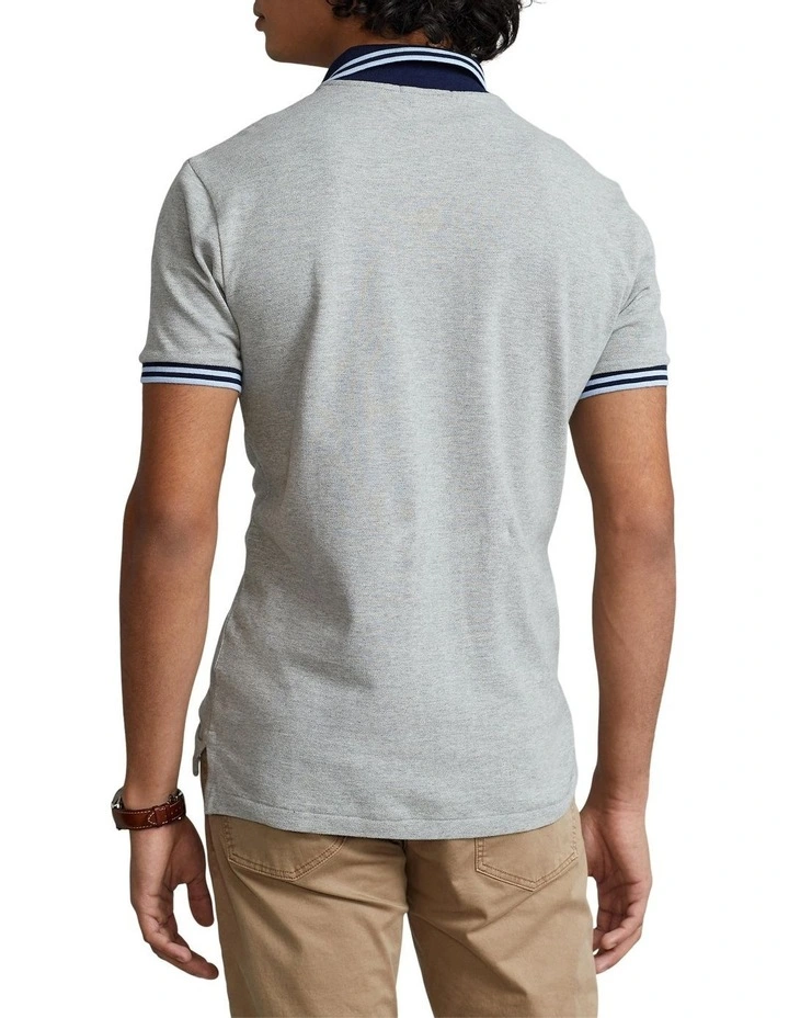 Custom Slim Polo Bear Mesh Polo Shirt in Grey