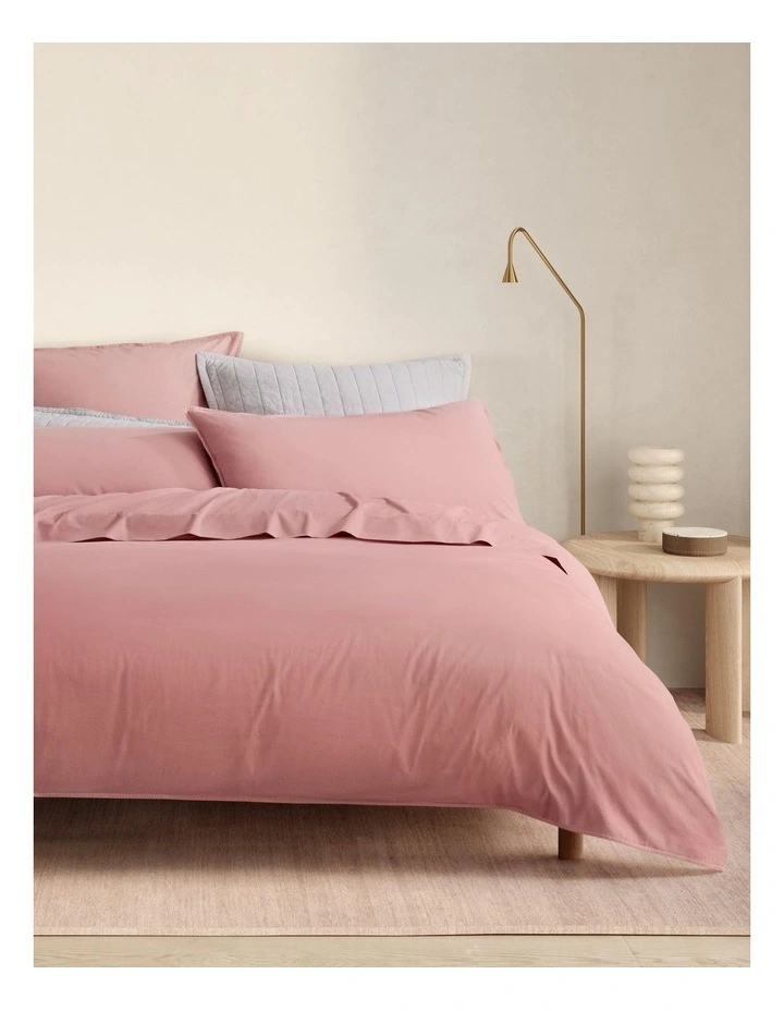 Bayley Washed Percale Quilt Cover Set in Rose