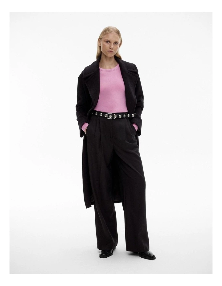 Wool Blend Crew Neck Top in Orchid Pink