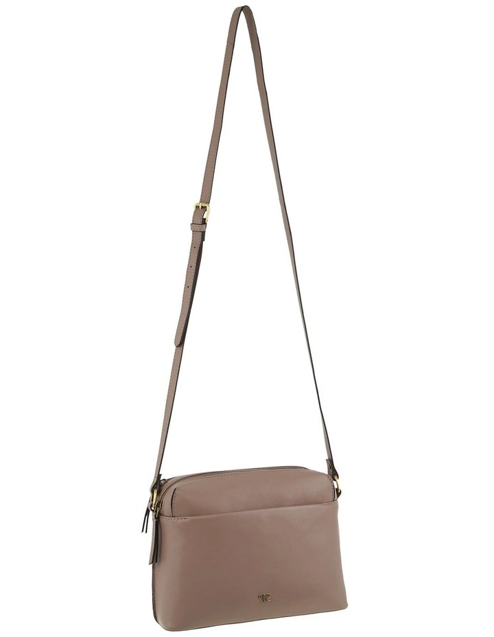 Leather Crossbody Bag in Taupe
