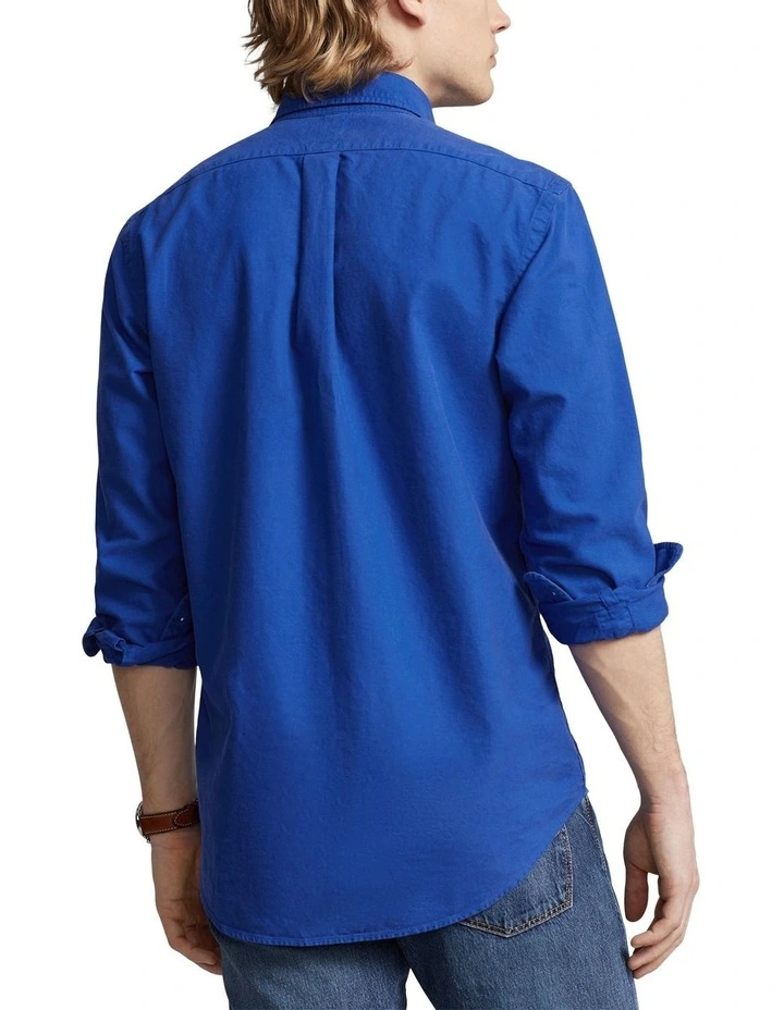 Classic Fit Garment-Dyed Oxford Shirt in Blue
