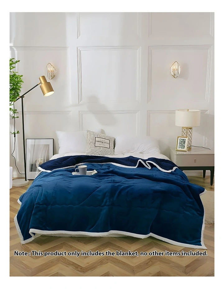 Double Sided Thick Throw Blanket in Navy Blue