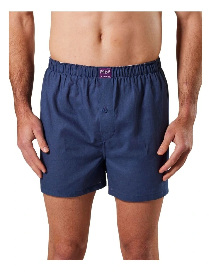 Linen Blend Boxer Shorts in Denim