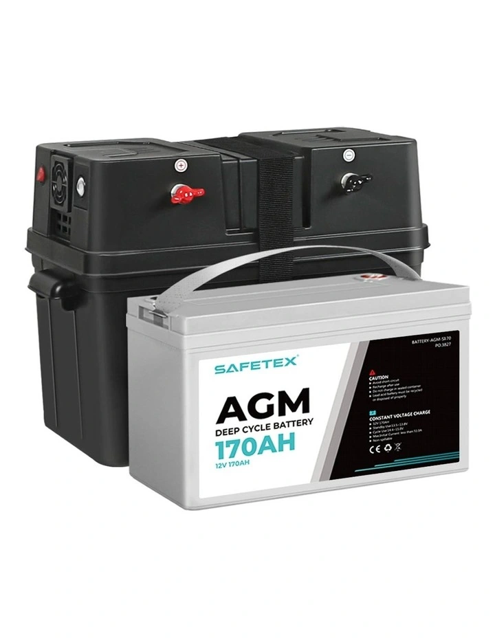 12V 170Ah AGM 4WD Deep Cycle Battery with Strap Battery Box