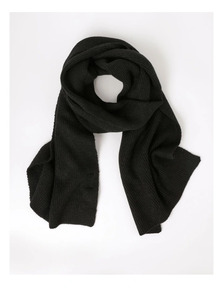 Rib Winter Scarf in Black
