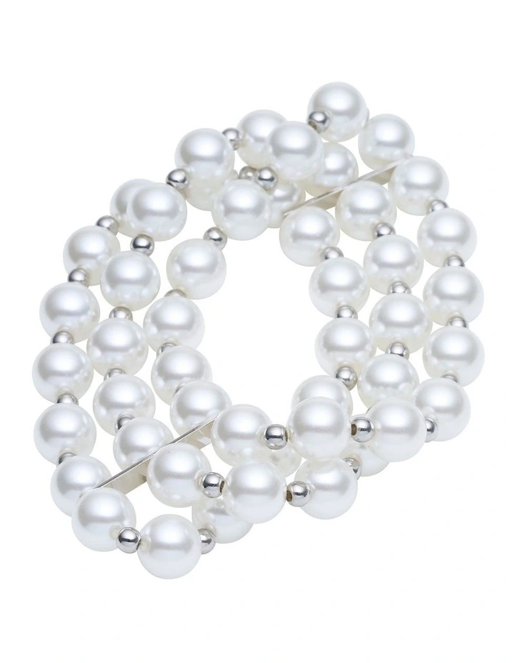 3 Row Pearl Bracelet in Ivory