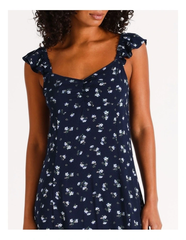 Ruby Frill Midi Dress in Navy Blazer