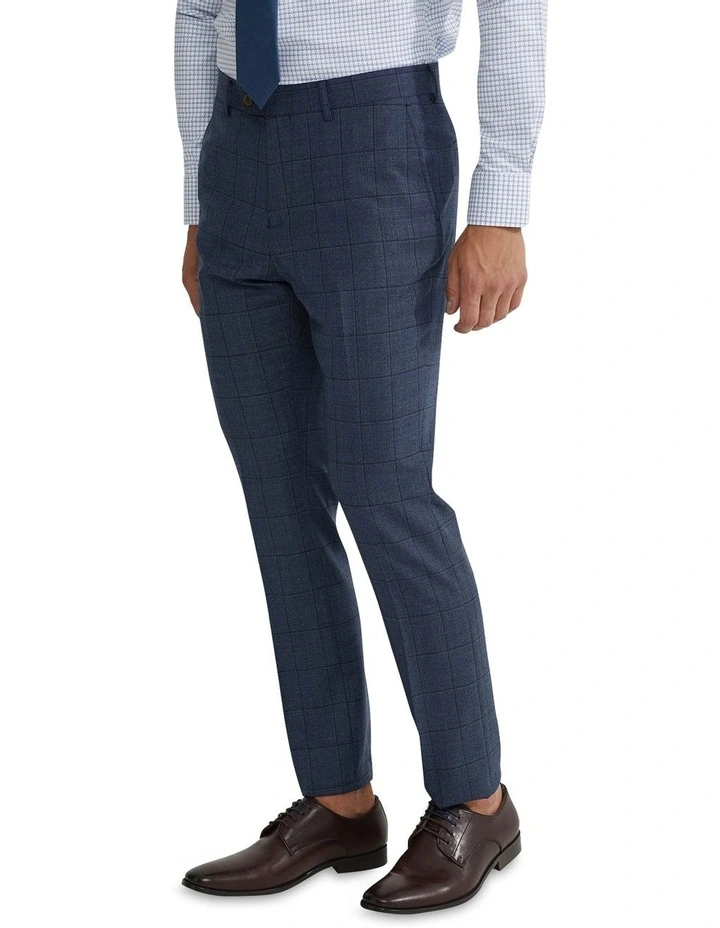 Hopkins Wool Stretch Suit Trousers in Blue