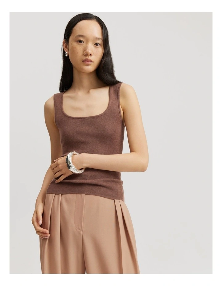 Verified Australian Merino Wool Silk Tank in Biscuit