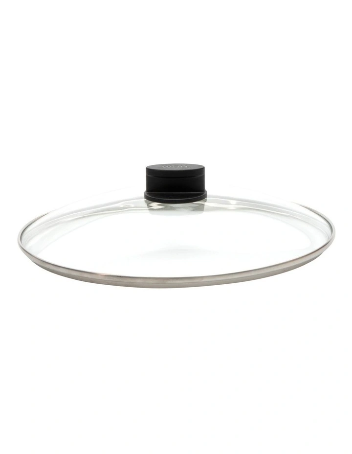 Eco Lite Fixed Knob Safety Glass Lid 30cm in Black