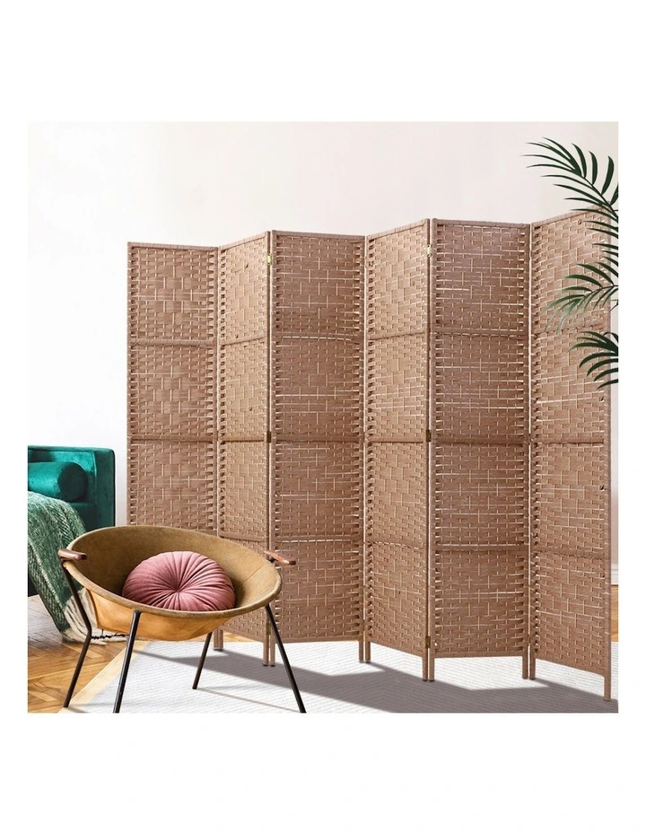 6 Panel Room Divider Screen 245x170cm in Natural