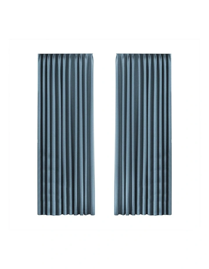 2XBlockout Chenille Blackout Draperies Eyelet Curtains Day 132x250 in Blue