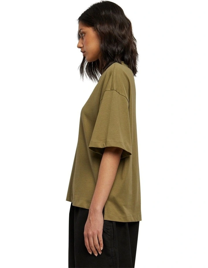 Organic Heavy Slit Tee in Tini Olive