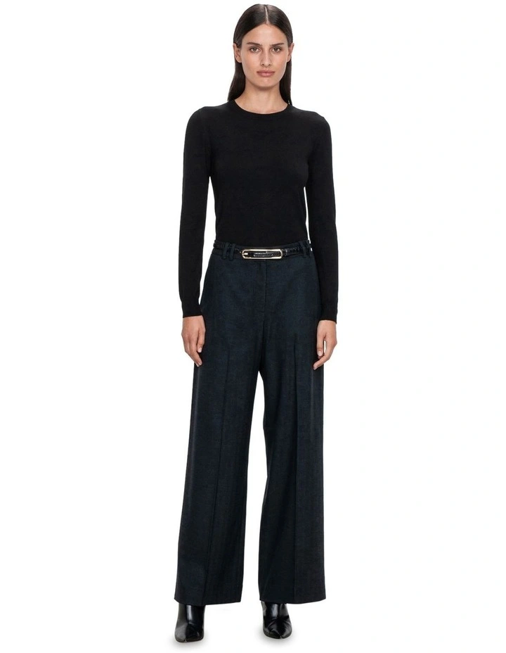 European Herringbone Wide Leg Pant