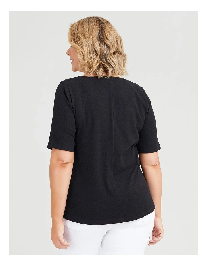 Cotton Kiara Neck Detail Top Black