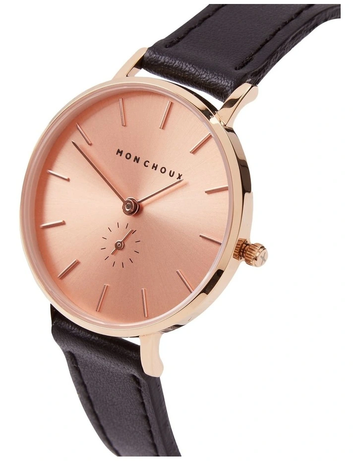 Lille Noir Grape Vegan Leather Watch 32mm in Rose Gold