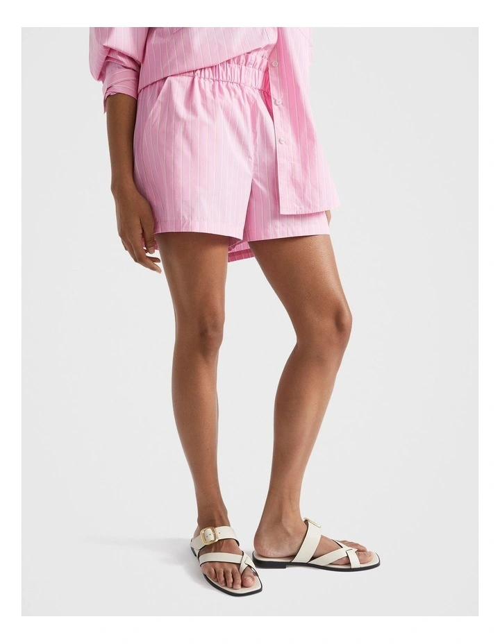 Poplin Stripe Shorts in Pink