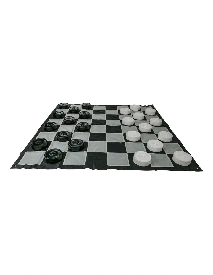 Giant Size Outdoor Draughts Checkers Game Set w/Mat