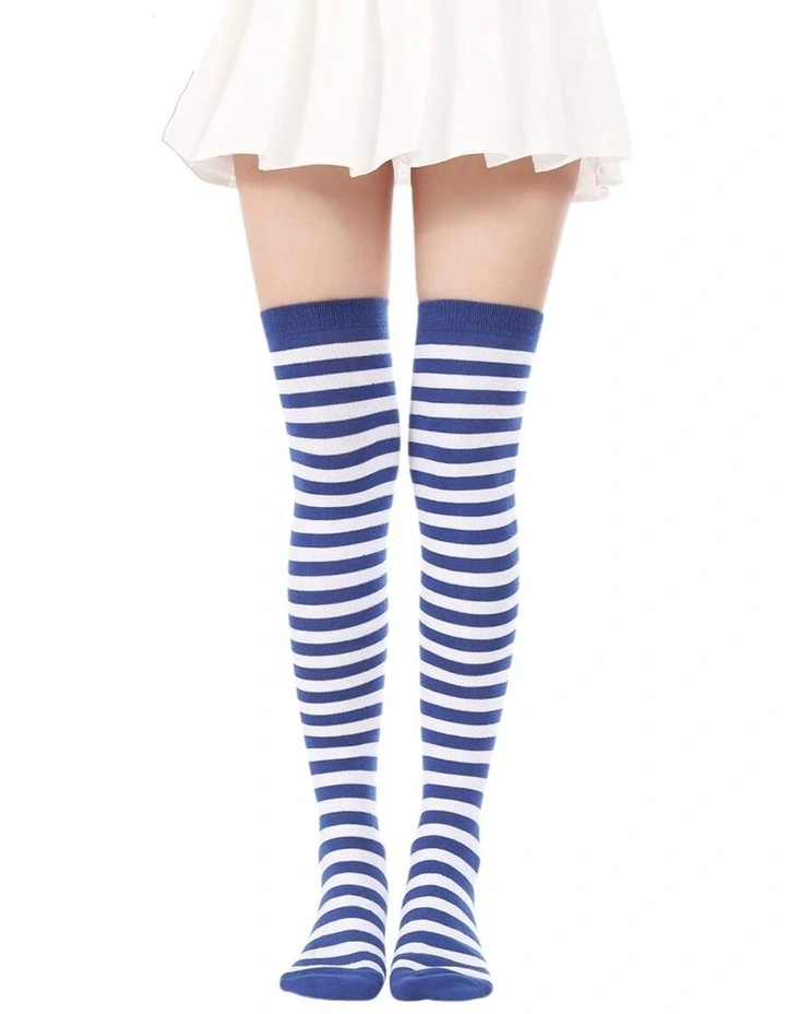 10x Over The Knee Socks in Blue/White