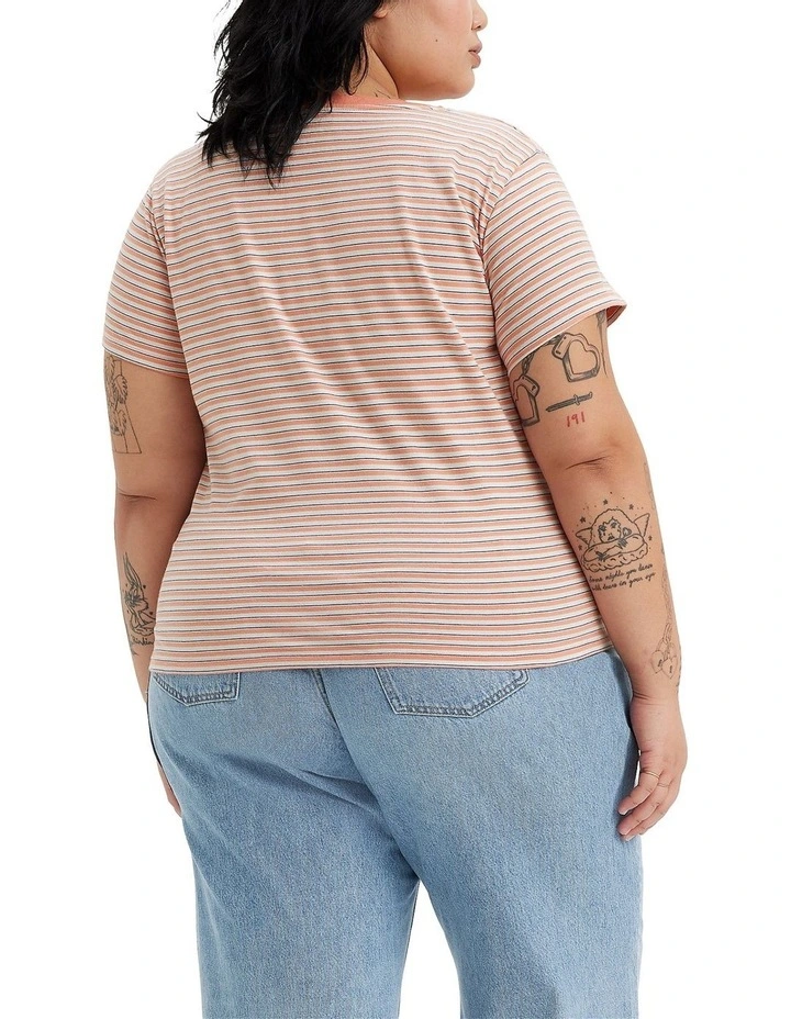 V-Neck Curve T-shirt in Terracotta