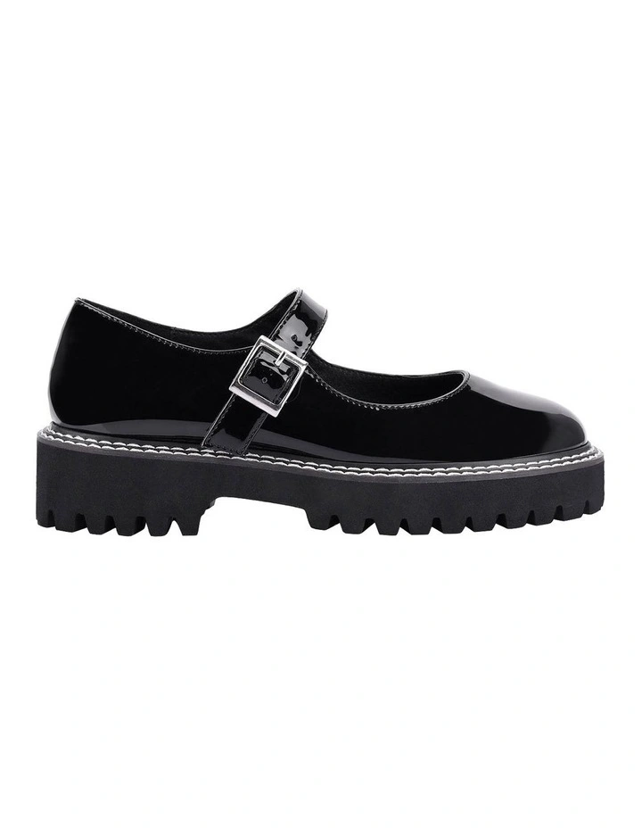 Nene Chunky Mary Jane Loafers in Black Patent
