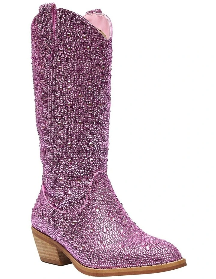 Parton Western Boots in Pink Rhinestone