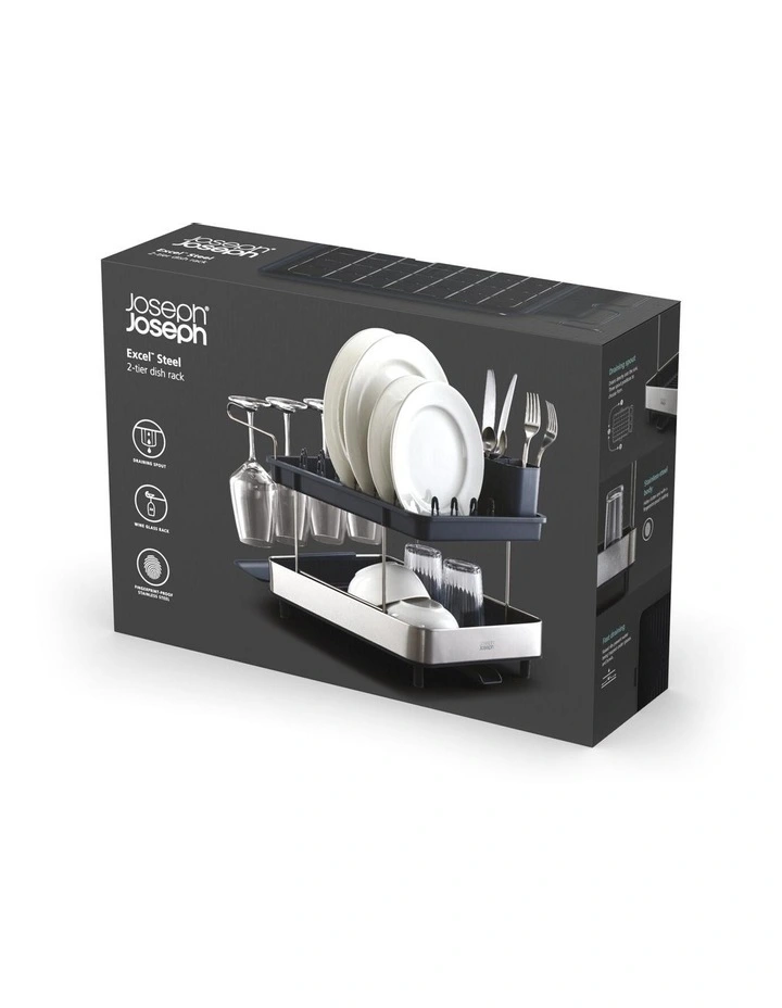 Excel Steel 2 Tier Dish Rack in Grey