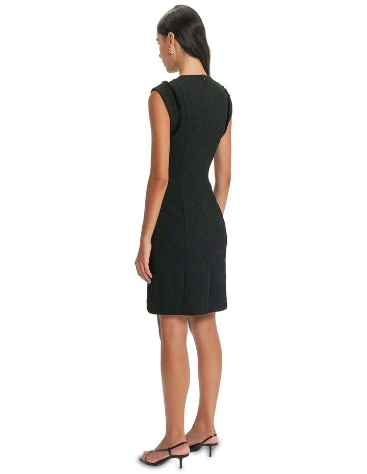 Abstract Jacquard Mini Dress in Black