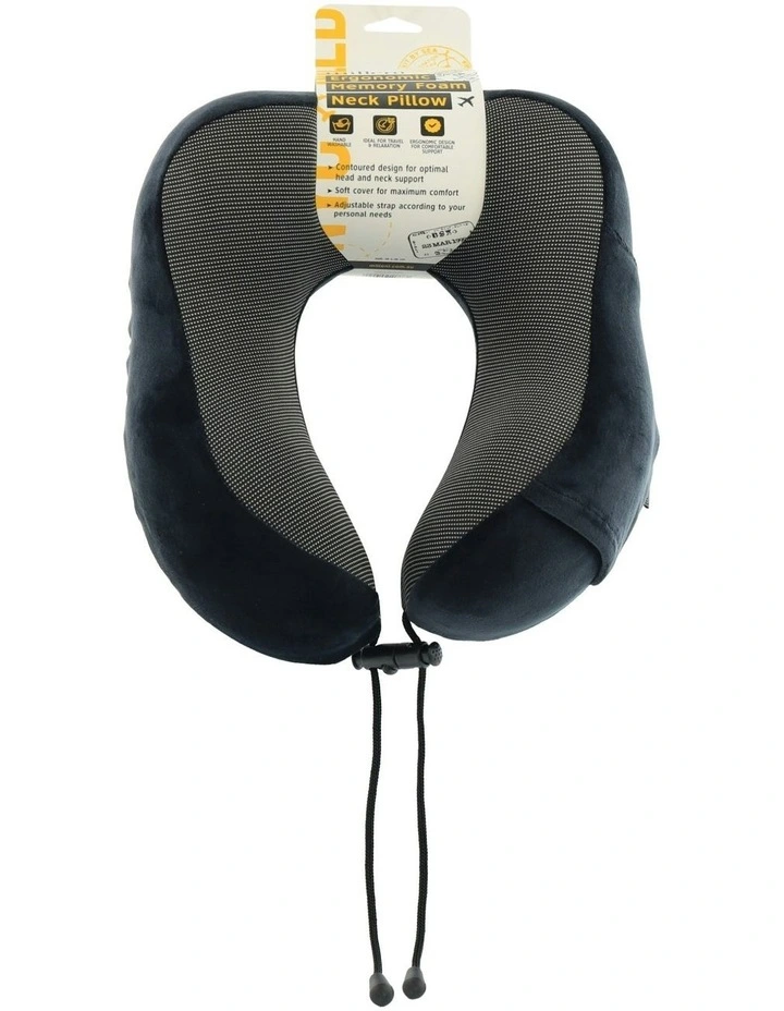 Travel Ergonomic Memory Foam Neck Pillow in Black