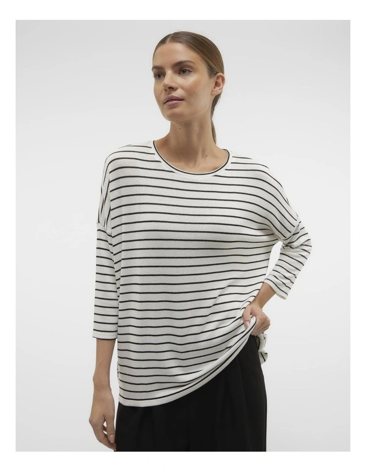 Brianna Stripe Knit Top in White