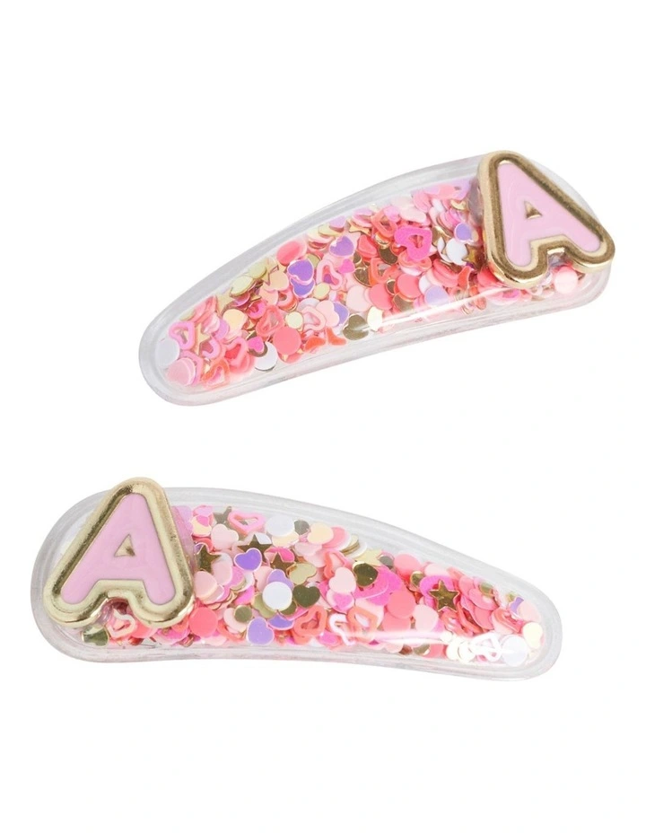 Initial "A" Confetti Snap Clips in Multi