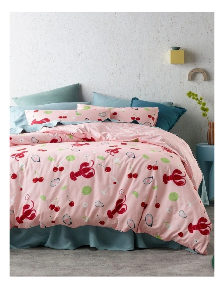Cherry Lobster Printed Cotton Quilt Cover Set in Multi