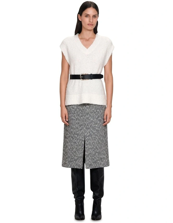 European Boucle Pencil Skirt in Black/White