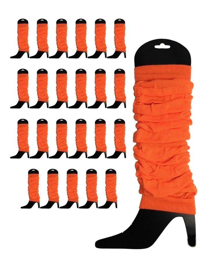 Knitted Leg Warmers 24-Pack in Orange
