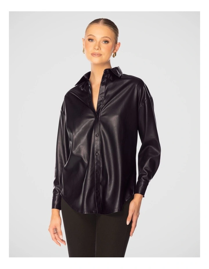 Rowan Vegan Leather Shirt in Black