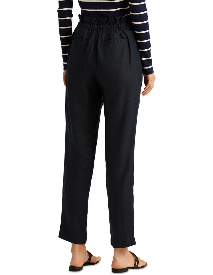 Linen Ankle Pant in Navy