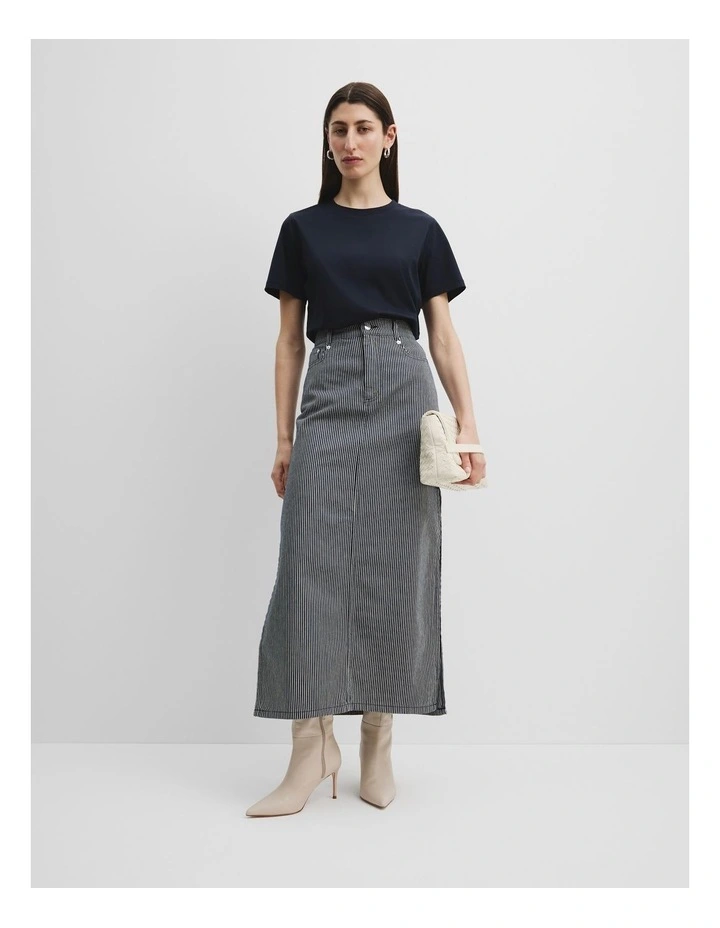 Mercerised Slim T-shirt in Deep Navy